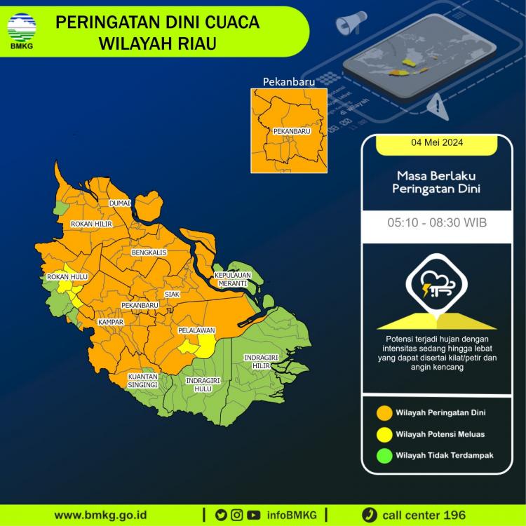 Didominasi Hujan, Begini Prakiraan Cuaca Riau 4 Mei 2024