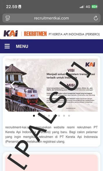 Waspada Situs Palsu Rekrutmen! KAI Hanya Gunakan Situs Resmi e-recruitment.kai.id