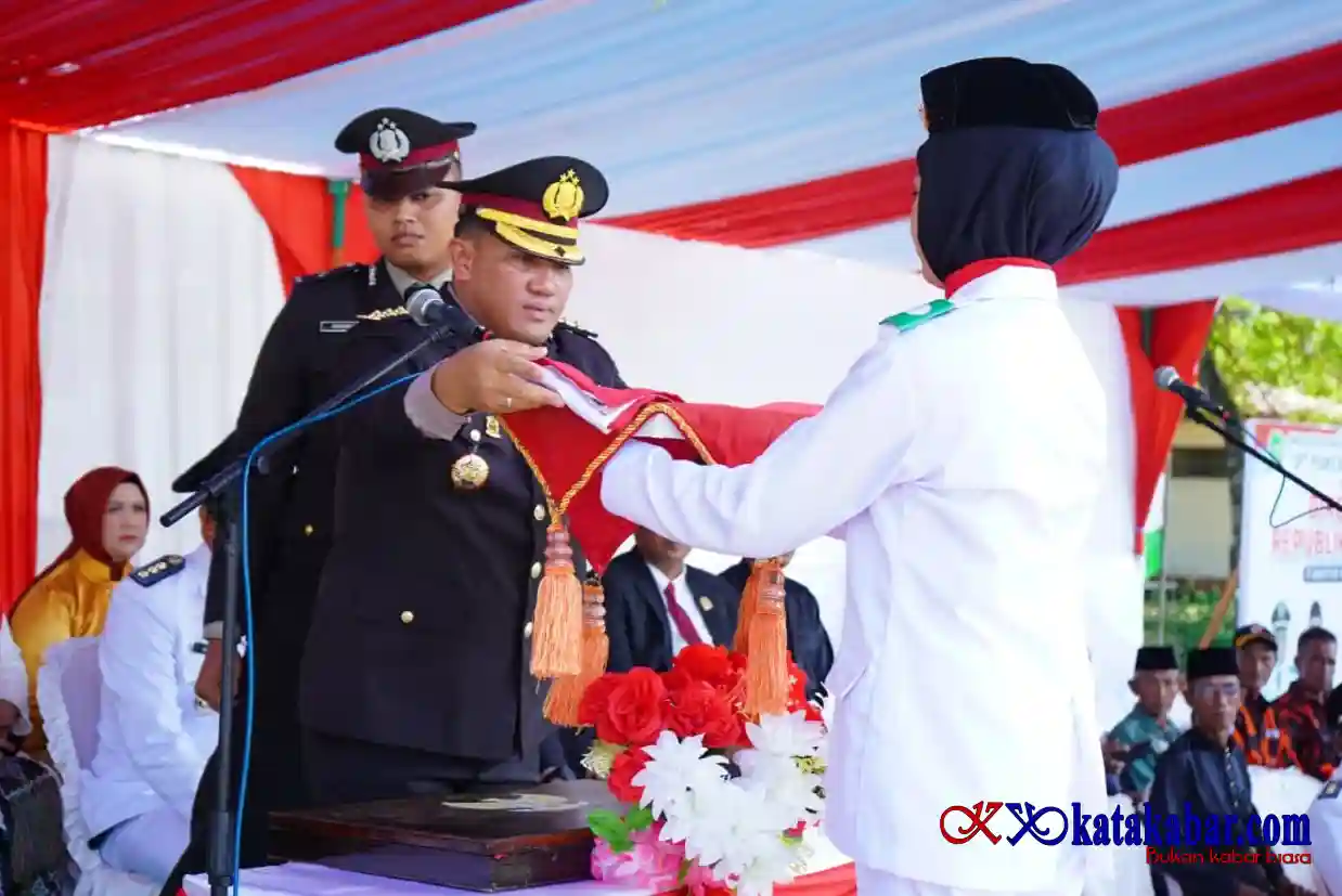 Pamatwil Polda Riau Pimpin Upacara HUT RI ke 81 di Wilayah Terluar Kepulauan Meranti