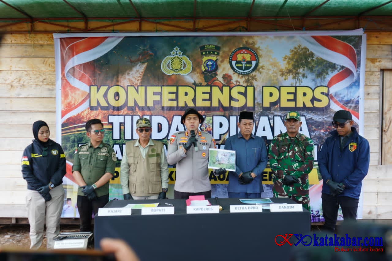 Polres Kepulauan Meranti Konferensi Pers di Tengah Karhutla 85 Hektare Tetapkan Satu Tersangka