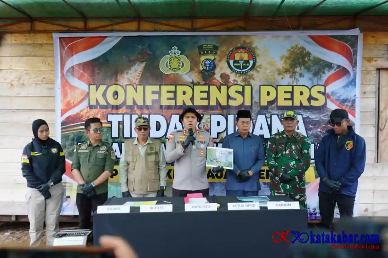 Polres Kepulauan Meranti Konferensi Pers di Tengah Karhutla 85 Hektare Tetapkan Satu Tersangka