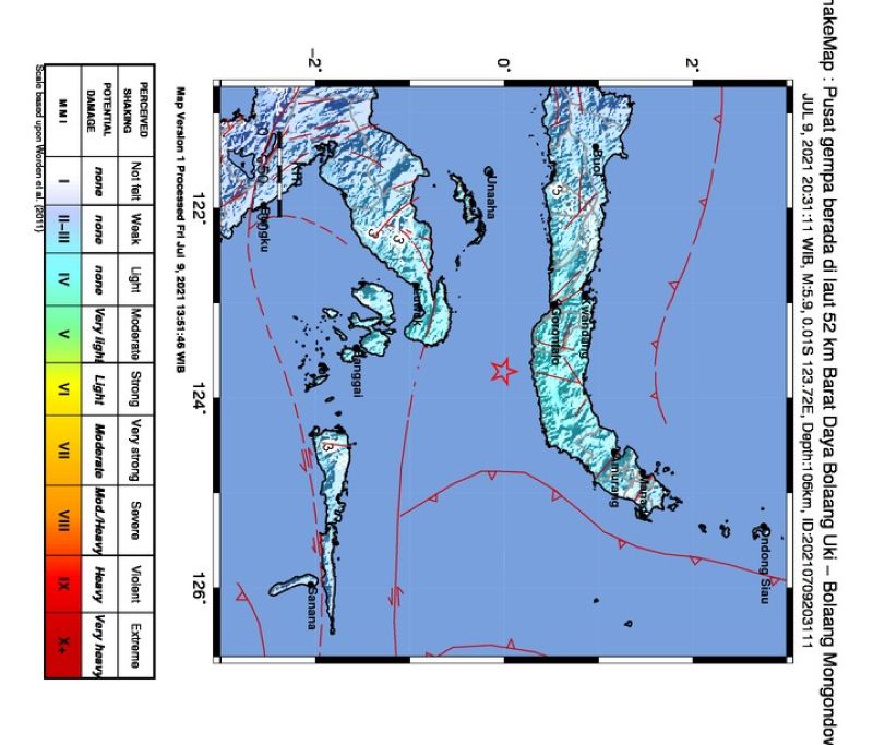 Gempa Bumi M5,9 Guncang Bolaang Mongondow Selatan