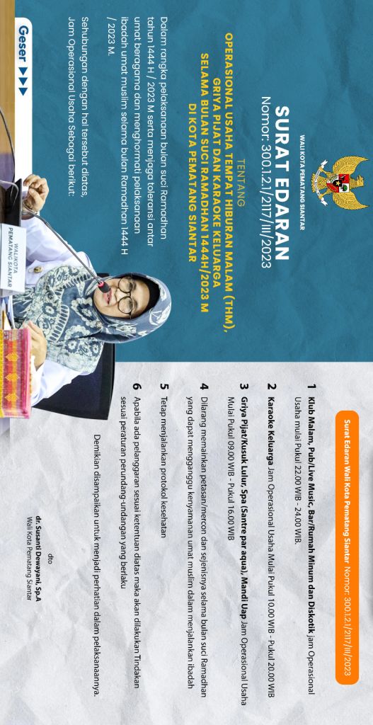 Pemko Siantar Terbitkan Surat Edaran Operasional THM dan Karoke Selama Ramadhan