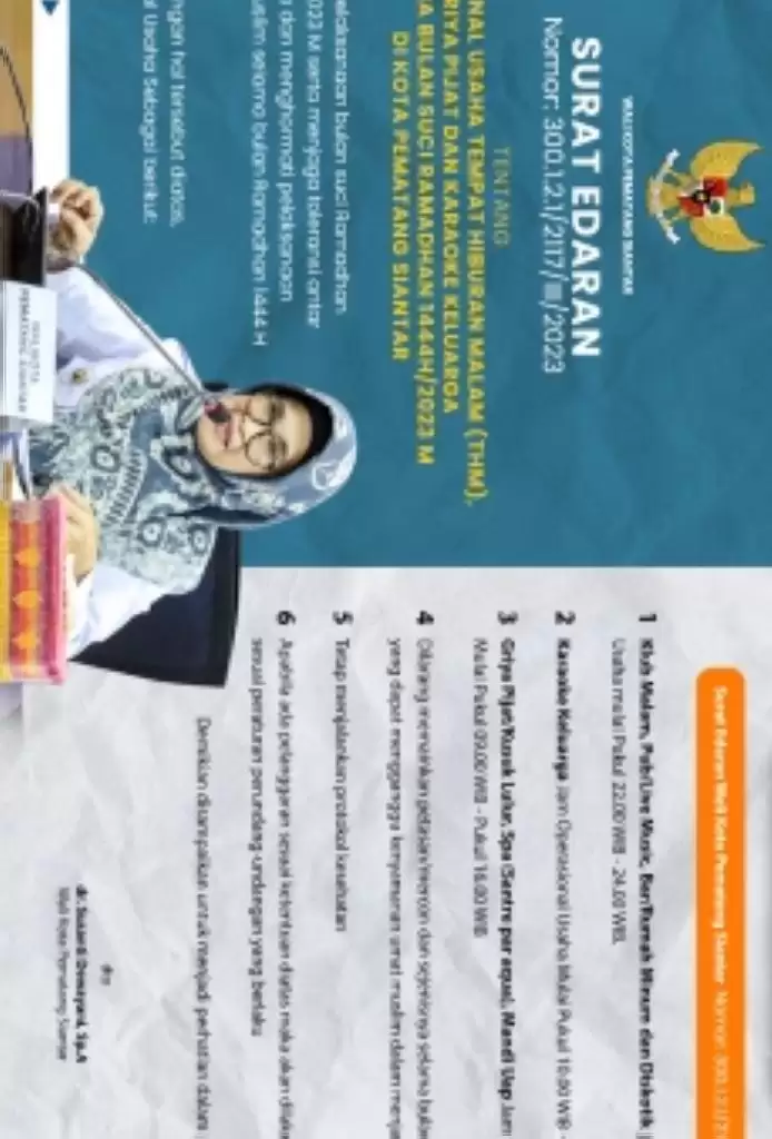 Pemko Siantar Terbitkan Surat Edaran Operasional THM dan Karoke Selama Ramadhan